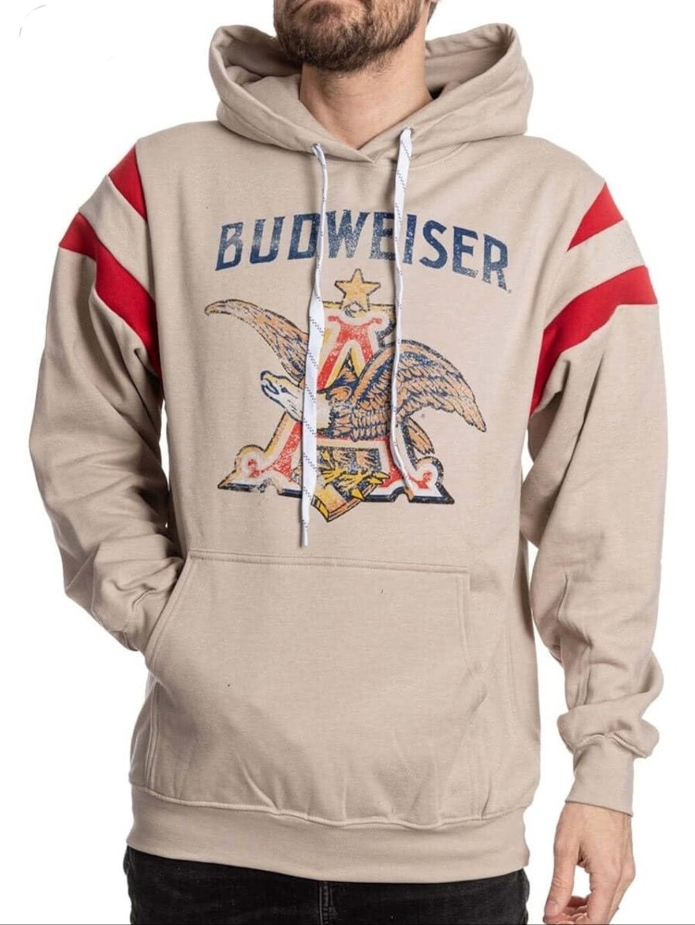 NWT CALHOUN Budweiser Screaming Eagle Varsity Pullover Hoodie XXL Vintage Style